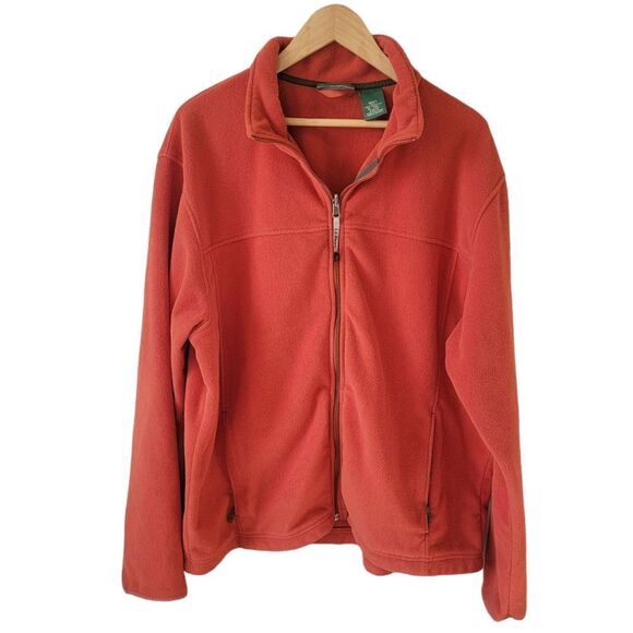 LL Bean Jacket Mens XL Tall Orange Better Sweater Fleece LT - Picture 1 of 5
